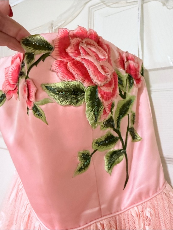 Sherri Hill Dresses & Skirts - Sherri Hill Light Pink Strapless Gown with Floral Embroidery